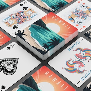 Baralho de cartas inspirado em viagens no Havaí - Presente de viagem ou lembrança perfeito - Aventura havaiana, desejo de viajar - Noite de jogos, pôquer
