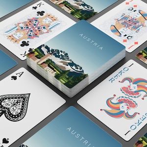 Baralho de cartas inspirado em viagens na Áustria - Presente de viagem ou lembrança perfeito - Aventura austríaca, desejo de viajar - Noite de jogos, pôquer