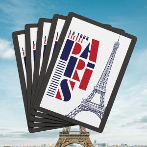 Jeu de cartes inspiré des voyages à Paris - Cadeau ou souvenir de voyage parfait - Tour Eiffel, France, Wanderlust - Soirées jeux, poker