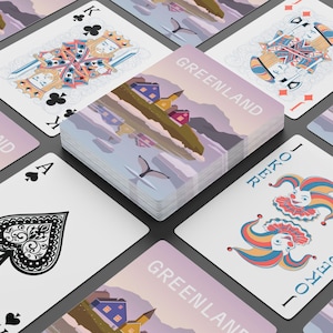 Baralho de cartas inspirado em viagens da Groenlândia - Presente de viagem ou lembrança perfeito - Aventura na Groenlândia, desejo de viajar - Noite de jogos, pôquer