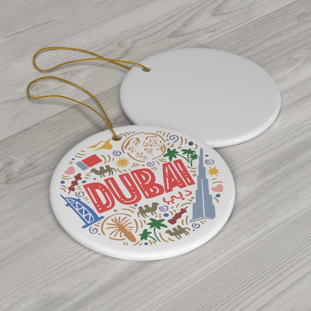 Dubai Christmas Ornament Ceramic UAE Travel Themed Print Etsy