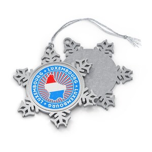 Luxemburg Weihnachtsverzierung - Schneeflockenform - Luxemburg-Flaggen-Landumriss - Geschenk für internationalen Weltreisenden, Reiseliebhaber