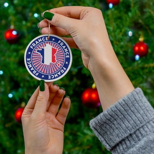 Frankreich Weihnachten Ornament Keramik Vintage Stil Druck Französische Flagge Karte Geschenk Urlaub Dekoration Welterbe Reise Unter dem Motto