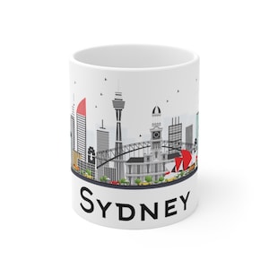 Sydney Coffee Mug 11oz City Landmarks Harbor Skyline Architecture Australia Australian World Travel Themed Gift Ceramic Mugs White Glossy