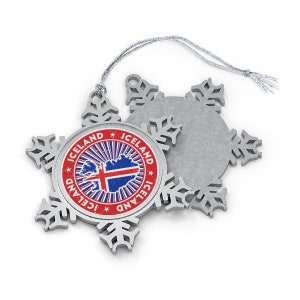 Iceland Christmas Ornament - Snowflake Shape - Icelandic Flag Country Outline - Gift for World Traveler, International Travel, Europe