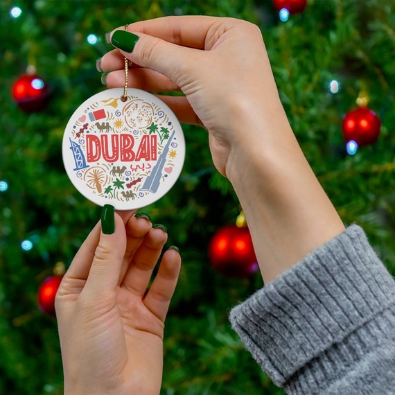 Dubai Christmas Ornament Ceramic UAE Travel Themed Print - Etsy