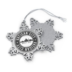 Vatican City Christmas Ornament, Snowflake, Holy See, City Symbols, Landmarks, Rome, Gift for World Traveler, International Travel, Souvenir