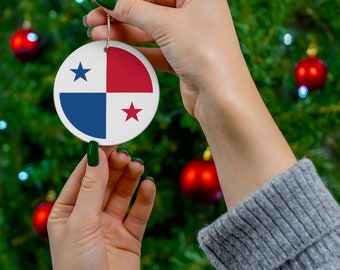 Panama Ceramic Christmas Ornament Panamanian Flag Inspired Round Porcelain Gift Holiday Decoration World Heritage Travel Lover Collection