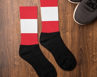 Austrian Flag Socks: Unisex Crew Length, Travel Gift