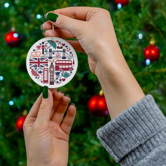 London England Christmas Ornament Ceramic United Kingdom Big Etsy