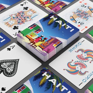 Baraja de cartas inspirada en viajes a Haití: regalo o recuerdo de viaje perfecto: aventura haitiana, pasión por los viajes, noche de juegos, póquer