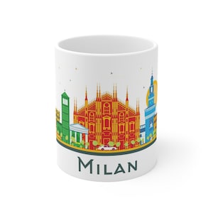 Milan Italy Coffee Mug, Europe, Italian City Skyline, Modern Buildings & Landmarks, Architecture, World Travel Gift, Souvenir, 11oz Ceramic