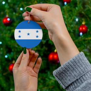 Honduras Keramik Ornament - Weihnachtsdekor, Feiertagsdekoration, Honduras Flagge, Lateinamerika, Tegucigalpa, Weltreise, Geschenk, Souvenir