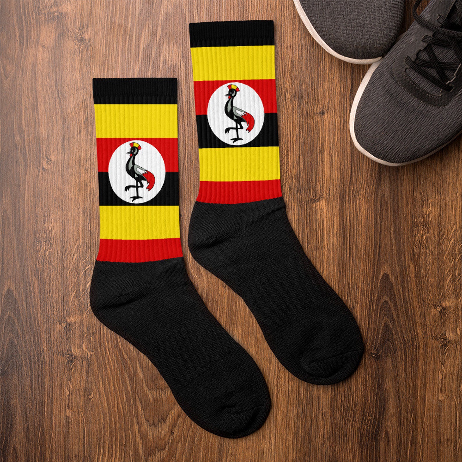 Uganda Travel Themed Socks Ugandan Flag Inspired Sublimation Etsy