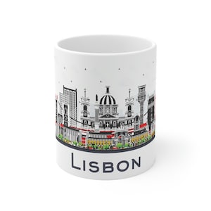 Lisbon Coffee Mug 11oz - Portugal, Portuguese Travel, City Skyline, Architecture, Cityscape, Landmarks, Europe, Ceramic - Gift, Souvenir