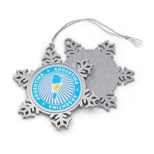 Argentina Christmas Ornament - Snowflake Shape - Argentine Flag Country Outline - Gift for World Traveler, International Travel