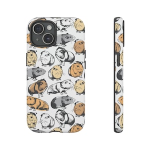 Custodia per telefono porcellini d'India - disegnata a mano, illustrata, modello, animali domestici, multicolore - resistente agli urti, adatta a molti smartphone, regalo per il proprietario dell'animale domestico