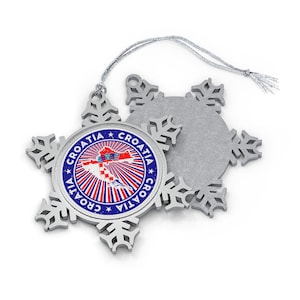 Croatia Christmas Ornament - Snowflake Shape - Croatian Flag Country Outline - Gift for World Traveler, International Travel Lover, Europe