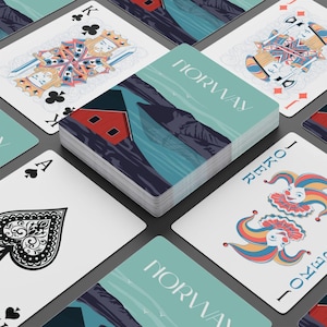 Baralho de cartas inspirado em viagens pela Noruega - Presente de viagem perfeito ou lembrança - Aventura norueguesa, desejo de viajar - Noite de jogos, pôquer