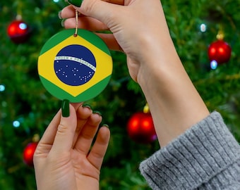 Flag of Brazil Glass Ball Christmas Ornament