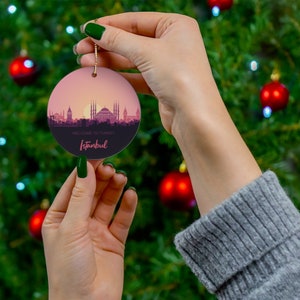 Istanbul Turkey Christmas Ornament Ceramic City Skyline Hagia Sofia Galata Gift Holiday Decoration Turkish World Heritage Travel Themed