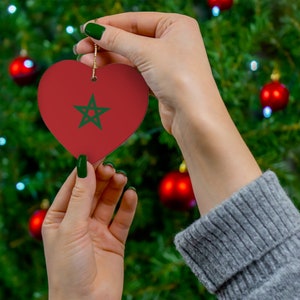 Morocco Ceramic Ornament - Christmas Decor, Holiday Decorations, World Travel, North Africa, Moroccan Flag Print, Gift, Souvenir