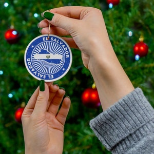 El Salvador Keramik Weihnachten Ornament Vintage Stil Print Salvadorianische Flagge Karte Porzellan Geschenk Urlaub Dekoration Welt Reise unter dem Motto
