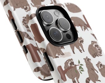 Funda para teléfono con diseño de mapache y acabado mate
