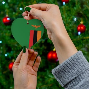 Zambia Ceramic Ornament - Christmas Decor, Holiday Decorations, World Travel, Africa, Zambian Flag Print, Gift, Souvenir