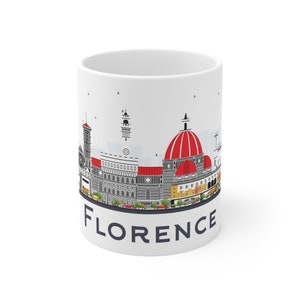 Florence Italy Coffee Mug, Europe, Italian City Skyline, Modern Buildings & Landmarks, Architecture, Travel Gift, Souvenir, 11oz Ceramic