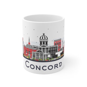 Concord New Hampshire Coffee Mug - City Skyline, Modern Buildings & Landmarks, Architecture, USA Travel, Gift, Souvenir, 11 oz, Ceramic