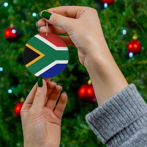 South Africa Christmas Ornament Ceramic South African Flag Inspired Porcelain Gift Holiday Decoration World Heritage Travel Themed image 1