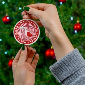 Malta Weihnachtsschmuck Keramik Vintage Stil Druck Maltesische Flagge Inspiriert Karte Geschenk Urlaub Dekoration Welterbe Reisen Themenorientiert