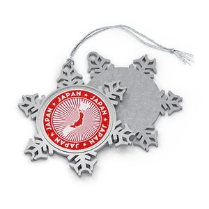 Adorno navideño de Japón - Forma de copo de nieve - Contorno del país de la bandera japonesa - Regalo para viajeros del mundo, amantes de los viajes internacionales, Asia