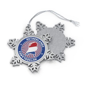 Netherlands Christmas Ornament - Snowflake Shape - Dutch Flag Country Outline - Gift World Traveler, International Travel Lover, Europe