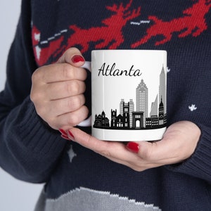 Atlanta Coffee Mug 11oz - Georgia Travel Themed, City Skyline, Architecture, Black & White, Landmarks - Ceramic Mugs, Glossy, Gift, Souvenir