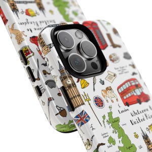 London Phone Case - Verenigd Koninkrijk, Brits, handgetekende monumenten, symbolen, Groot-Brittannië, Engeland - Beschermende schaal, matte afwerking, 3D-omslagprint