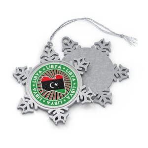 Libyen Weihnachtsverzierung - Schneeflocke - Libysche Flaggen-Landkarte-Umriss-Weinlese-Druck - Geschenk-Weltreisender, internationale Reise, Andenken