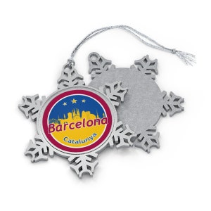 Barcelona Christmas Ornament, Snowflake - Catalunya, Spain, City Symbols, Landmarks - Gift, World Traveler, International Travel, Souvenir