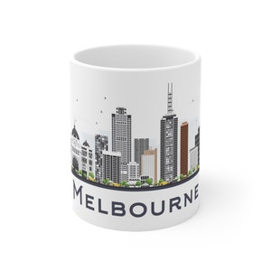 Melbourne Australia Coffee Mug - Australian City Skyline, Modern Buildings & Landmarks, Architecture, Travel, Gift, Souvenir, 11 oz, Ceramic