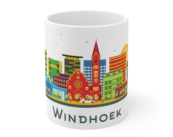 Windhoek Namibia Kaffeebecher, Afrika, Namibische Stadt Skyline, Moderne Gebäude & Wahrzeichen, Architektur, Reisegeschenk, Souvenir, 11oz Keramik