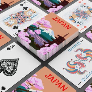 Baralho de cartas inspirado em viagens ao Japão - Presente de viagem ou lembrança perfeito - Aventura japonesa, desejo de viajar - Noite de jogos, pôquer