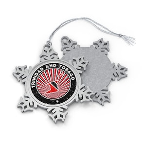 Trinidad & Tobago Christmas Ornament - Snowflake Shape - Trinidadian Flag Country Outline - Gift for World Traveler, Travel Lover, Caribbean