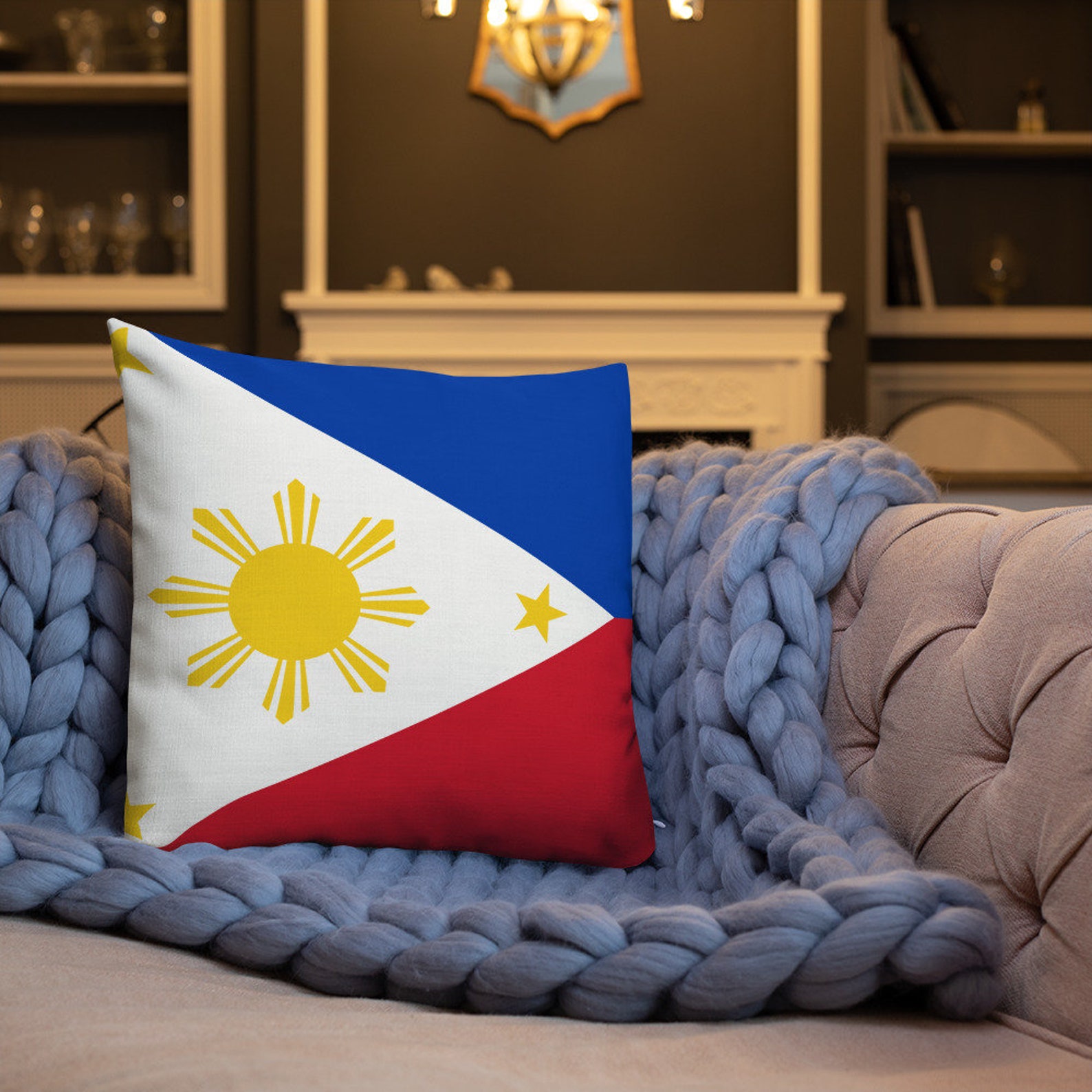 Philippines Accent Throw Pillow Filipino Flag Inspired World Etsy