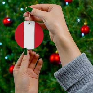 Peru Ceramic Christmas Ornament Peruvian Flag Round Porcelain Gift Holiday Decoration South America World Heritage Travel Themed