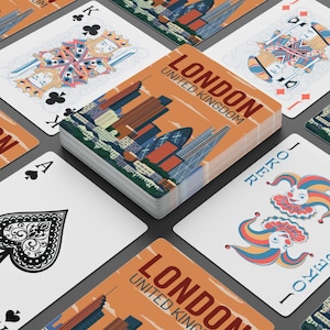 Mazzo di carte da gioco ispirato ai viaggi a Londra - Regalo di viaggio o souvenir perfetto - Avventura britannica, voglia di viaggiare - Serata di gioco, Poker
