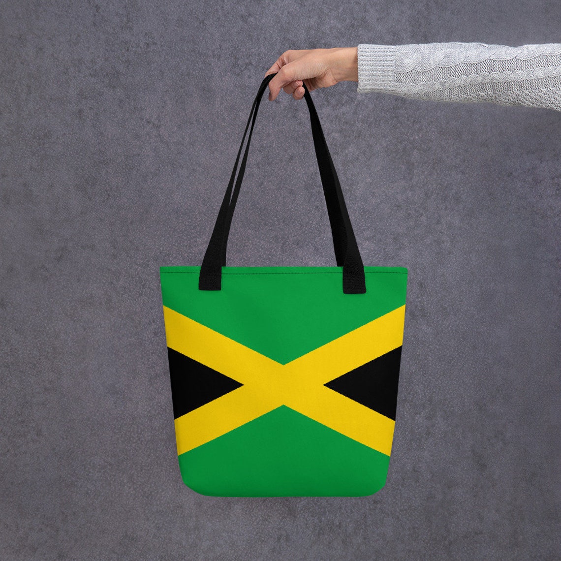 Jamaica Jamaican Flag Inspired Reusable Tote Bag 15 x Etsy