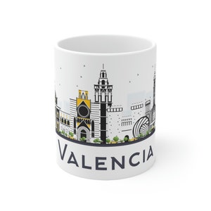 Valencia Coffee Mug 11oz - Spain, Spanish Travel, City Skyline, Architecture, Cityscape, Landmarks, Europe, Ceramic, Glossy - Gift, Souvenir