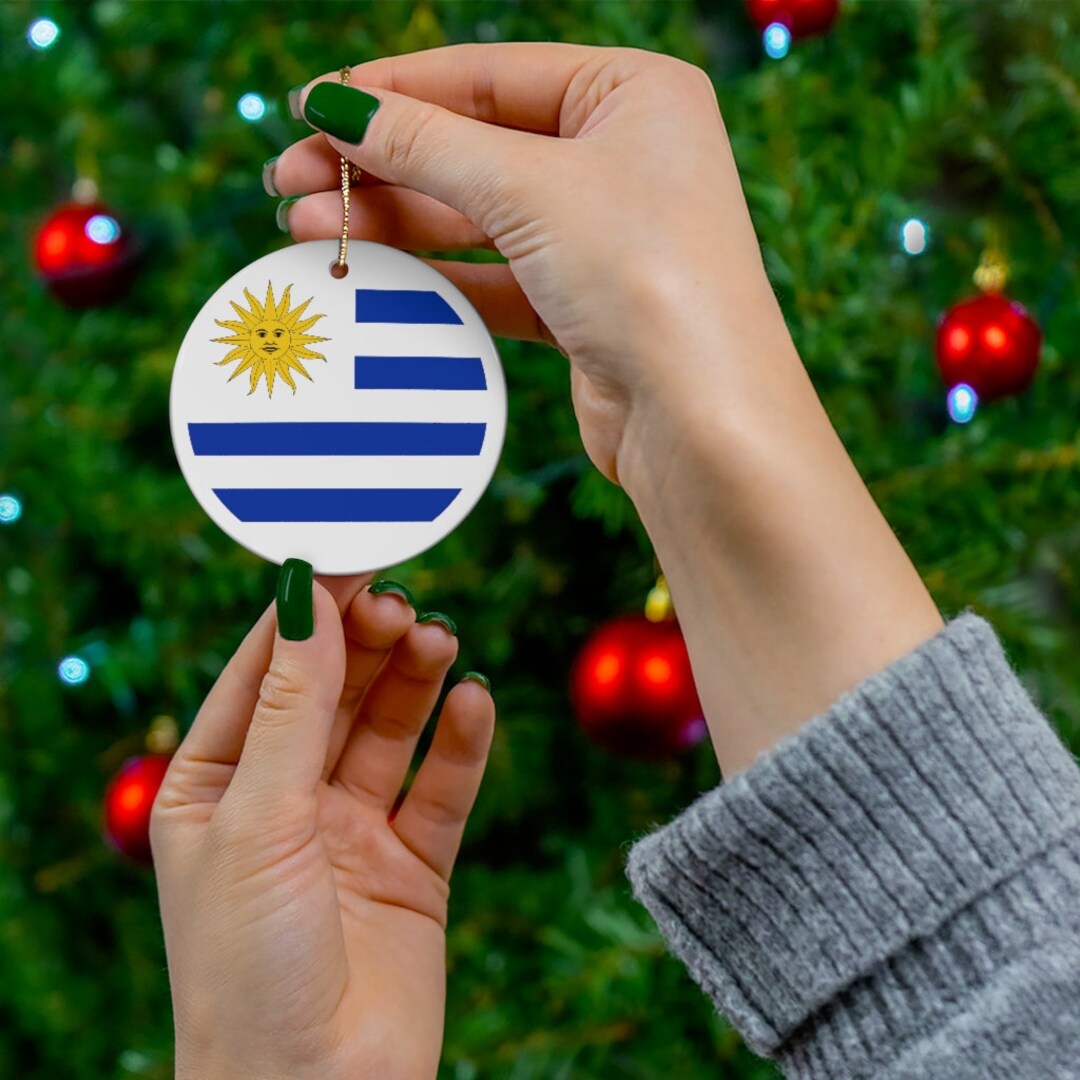 Uruguay Ceramic Christmas Ornament Uruguayan Flag Inspired Porcelain