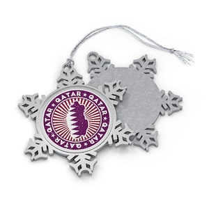 Qatar Christmas Ornament - Snowflake Shape - Qatari Flag Country Outline - Gift for International World Traveler, Travel Lover, Asia